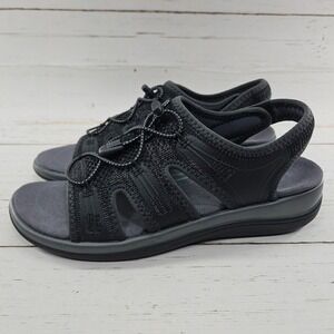 Orthofeet Maui Sandals Womens Size 9 B Black Stretch Knit Comfort Shoes 801